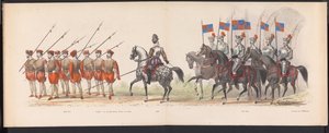 Masquerade of the Leiden Students, 1870 (plate 18) Utkledd prosesjon holdt av medlemmene av Leiden studentkorps den 7. juni 1870, for å feire 295-årsjubileet for Leidsche Hoogeschool, som viser et besøk i Leiden i av Gerardus Johannes Bos