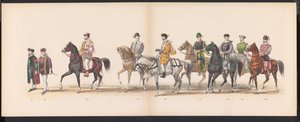 Masquerade of the Leiden Students, 1870 (plate 8) Utkledd prosesjon holdt av medlemmene av Leiden studentkorps den 7. juni 1870, for å feire 295-årsjubileet for Leidsche Hoogeschool, som viser et besøk i Leiden i av Gerardus Johannes Bos