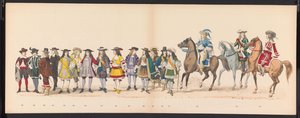 Maskerade av Leiden-studentene, 1875 (plate 16) Maskerade holdt av medlemmene av Leiden studentkorps den 15. juni 1875 for å feire 300-årsjubileet for Leidsche Hoogeschool, avbildet Leidsche Hoogeschool, avbildet i av Gerardus Johannes Bos