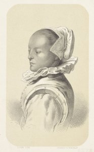 Kvinne med hvit lue og krage av Gerardus Johannes Bos