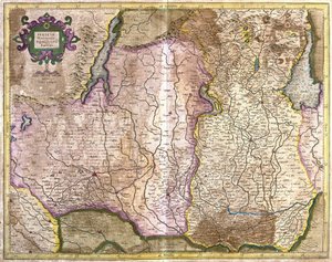Brescia og Milano, Italia (gravering av Gerardus Mercator