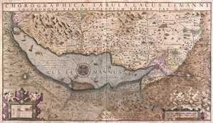 Geneva Lake, Sveits (gravering av Gerardus Mercator