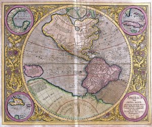 Nord- og Sør-Amerika og New Guinea av Gerardus Mercator