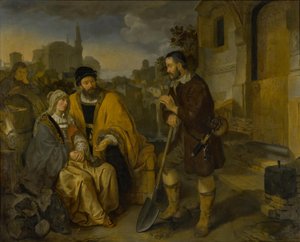 Landarbeideren fra Gibea tilbyr levitten og hans medhustru husly av Gerbrand van den Eeckhout