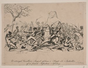 Un atac de cavalleria austriac prin blocare în bătălia de la Austerlitz norvegiană av Gerhard Ludvig Lahde