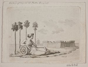 Liggende kvinne ved fort av Gerhard Ludvig Lahde
