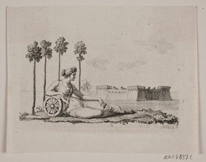 Liggende kvinne ved fort av Gerhard Ludvig Lahde