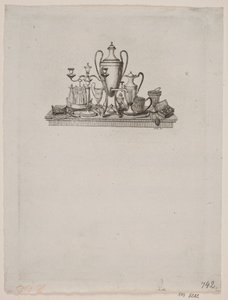 Arrangement av sølvgjenstander av Gerhard Ludvig Lahde