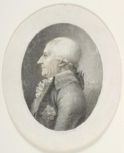 Portrett av A.P. Bernstorff, greve, statsminister (1735-1797). Bystebilde. Profil til venstre av Gerhard Ludvig Lahde