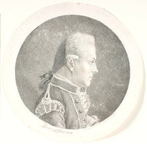 Portrett av Lars Benzelstjerne, svensk sjøoffiser (1759-1808). Bystebilde. Profil til høyre av Gerhard Ludvig Lahde