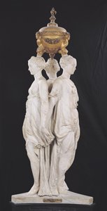 The Three Graces, begravelsesmonument med hjertet til Henri II (1519-59) 1559 (marmor)