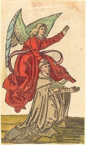 En munk med en engel av German 15th Century