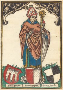 Biskop av Augsburg med tre våpenskjold av German 15th Century