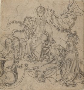 Kristus og Maria går i forbønn hos Gud Faderen av German 15th Century