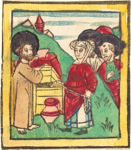 Kristus og kvinnen i Samaria av German 15th Century