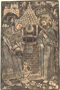 Kristus og kvinnen i Samaria av German 15th Century