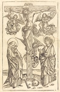 Kristus på korset med engler av German 15th Century