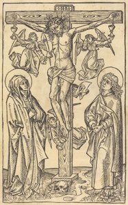 Kristus på korset med engler av German 15th Century