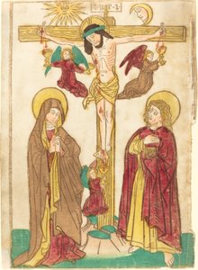 Kristus på korset med engler av German 15th Century