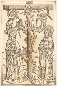 Kristus på korset med engler av German 15th Century