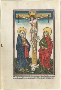 Kristus på korset med jomfruen og den hellige Johannes av German 15th Century