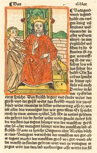 Kronet mann på en trone med jomfruen stående til venstre av German 15th Century