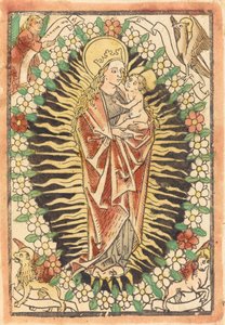 Madonna og barn i en rosenkrans av German 15th Century