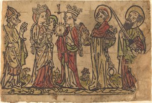 Madonna og barn med fire hellige av German 15th Century
