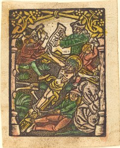 Kristus naglet til korset av German 15th Century or Master of the Meshed Background