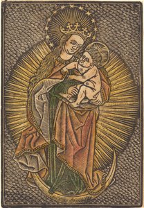 Madonna og Child in Glory av German 15th Century or Master of the Meshed Background