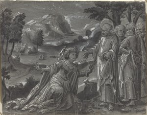 Kristus og utroskapen [recto] av German 16th Century