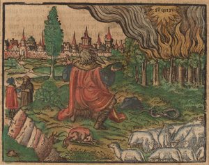 Moses og den brennende busken av German 16th Century
