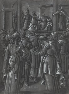 Ypperstepresten foran Pilatus [verso] av German 16th Century