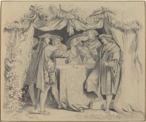 Menn som kaster terninger av German 19th Century