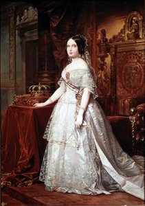 Portrett av dronningen av Spania Isabelle de Bourbon (Isabel de Borbon) II (1830-1904) Maleri av tyske Hernandez Amores (1823-1894) av German Hernandez Amores