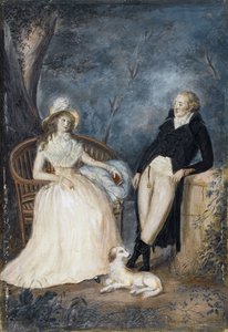 Charlotte von Stein og Johann Wolfgang von Goethe i samtale, andre halvdel av 1700-tallet.