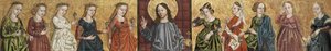 Salvator Mundi flankert av de kloke og tåpelige jomfruene, ca. 1500 av German Master