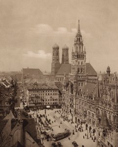 München: Marienplatz med nytt rådhus (s/h-bilde) av German Photographer