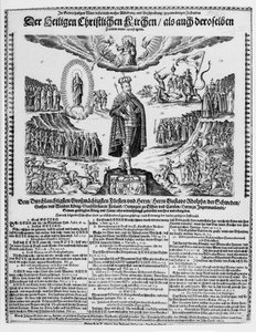 Et tysk broadsheet som viser Gustavus Adolphus som mester for den protestantiske sak av German School