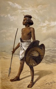 En nubisk kriger, fra The History of Mankind, bind III, av prof. Friedrich Ratzel, 1898 av German School