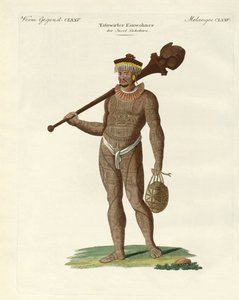 En Nukahiwans med flaggermus og kalebasser (farget gravering) av German School