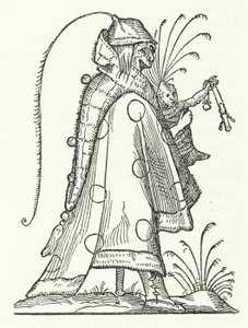 En karakter fra boken Les Songes drolatiques de Pantagruel (The Comical Dreams of Pantagruel) av Richard Breton (gravering) av German School