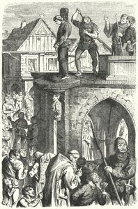 En offentlig pisking i Tyskland under regjeringen til den hellige romerske keiser Maximilian I (gravering) av German School