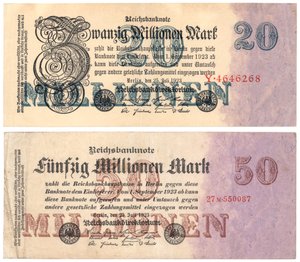 En tjue og femti millioner marksedler, 1923 av German School