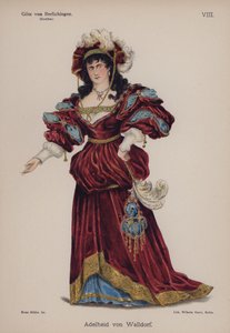 Adelheid von Walldorf, fra Gotz von Berlichingen av Goethe (farge litho) av German School