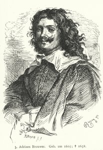 Adriaen Brouwer , flamsk barokkmaler (gravering) av German School