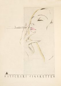 Reklame for «Batschari Cigarettes», fra Styl, utgitt 1922 (sjablongtrykk) av German School