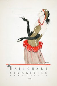 Reklame for «Batschari Cigarettes», fra Styl, utgitt 1922 (sjablongtrykk) av German School