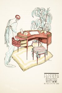 Reklame for Flatow amp; Priemer, Antikviteter, fra Styl, utgivelsesdato 1922 (pochoir-trykk) av German School