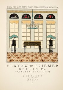 Annonse for "Flatow & Priemer", fra Styl, pub.1922 (pochoir-trykk) av German School